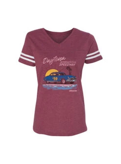 Ladies Daytona Retro Car Jersey T-Shirt