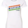 Ladies Michigan Striped T-Shirt -Officialracegear Outlet Store MIC9LT0023copy
